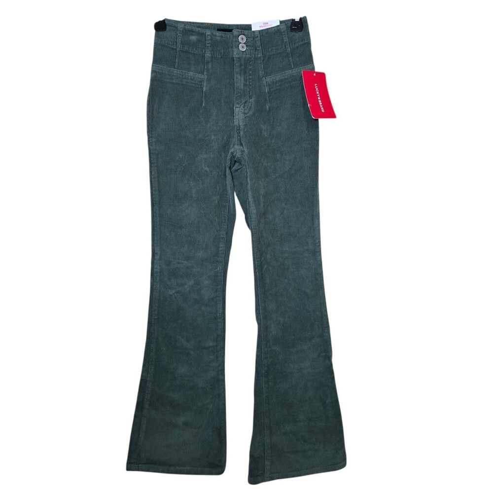 Lucky Brand Stevie High Rise Ankle Flare Corduroy Pants Women’s 00/24 Green NWT